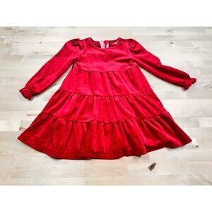 Tahari Red Velour Velvet Tiered Christmas Dress Bell Sleeve Size 3T